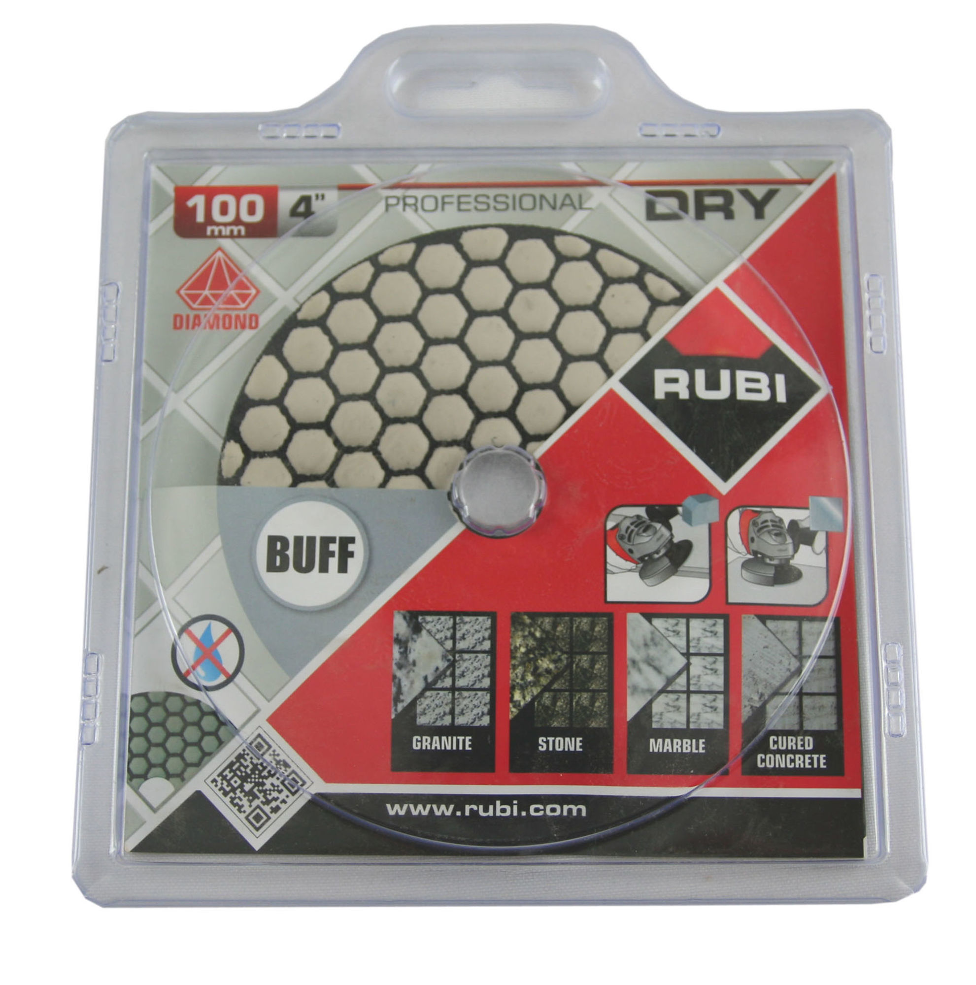 Bilde av Rubi polerpad tørr hvit buff Ø100mm
