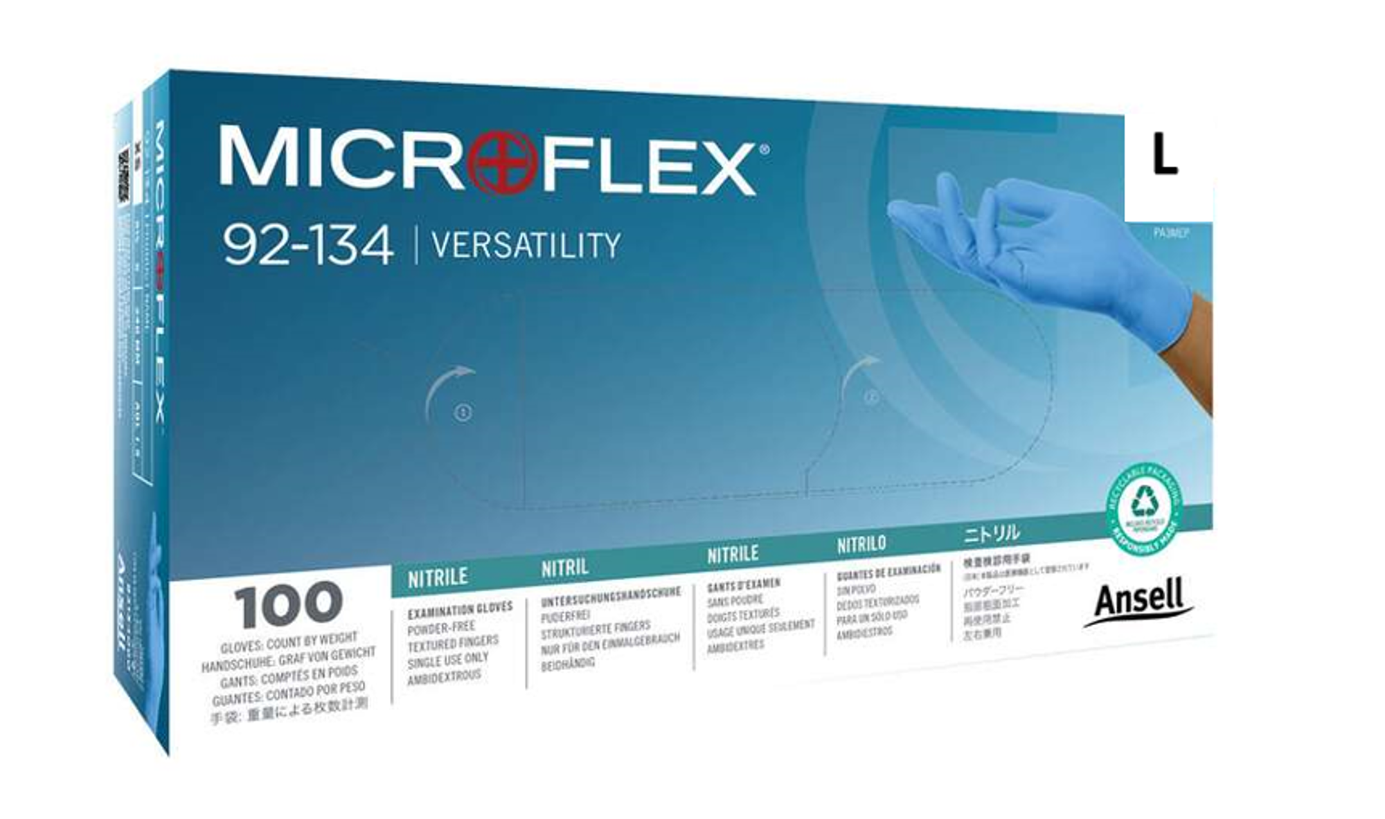 Bilde av Microflex engangshanske nitril blå 100-pakk str. L