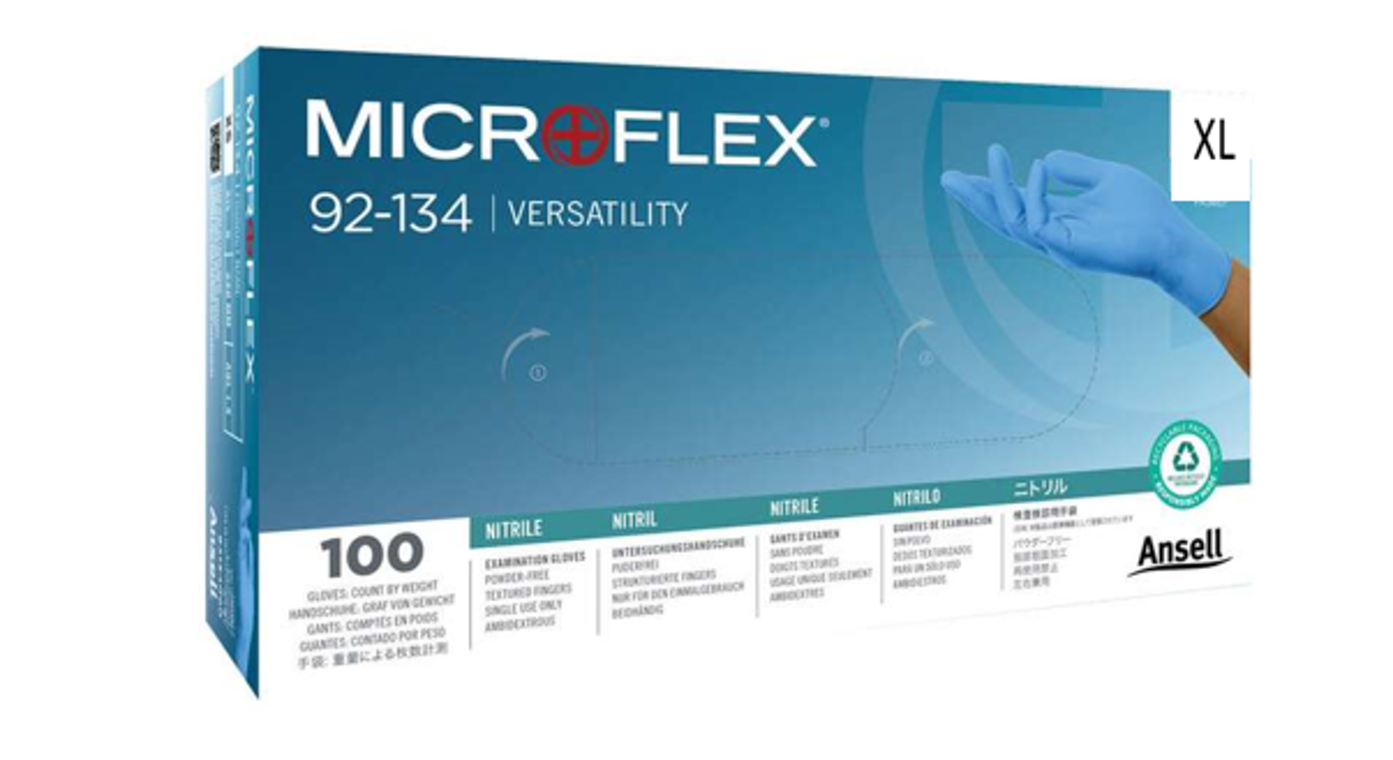 Bilde av Microflex engangshanske nitril blå 100-pakk str. XL