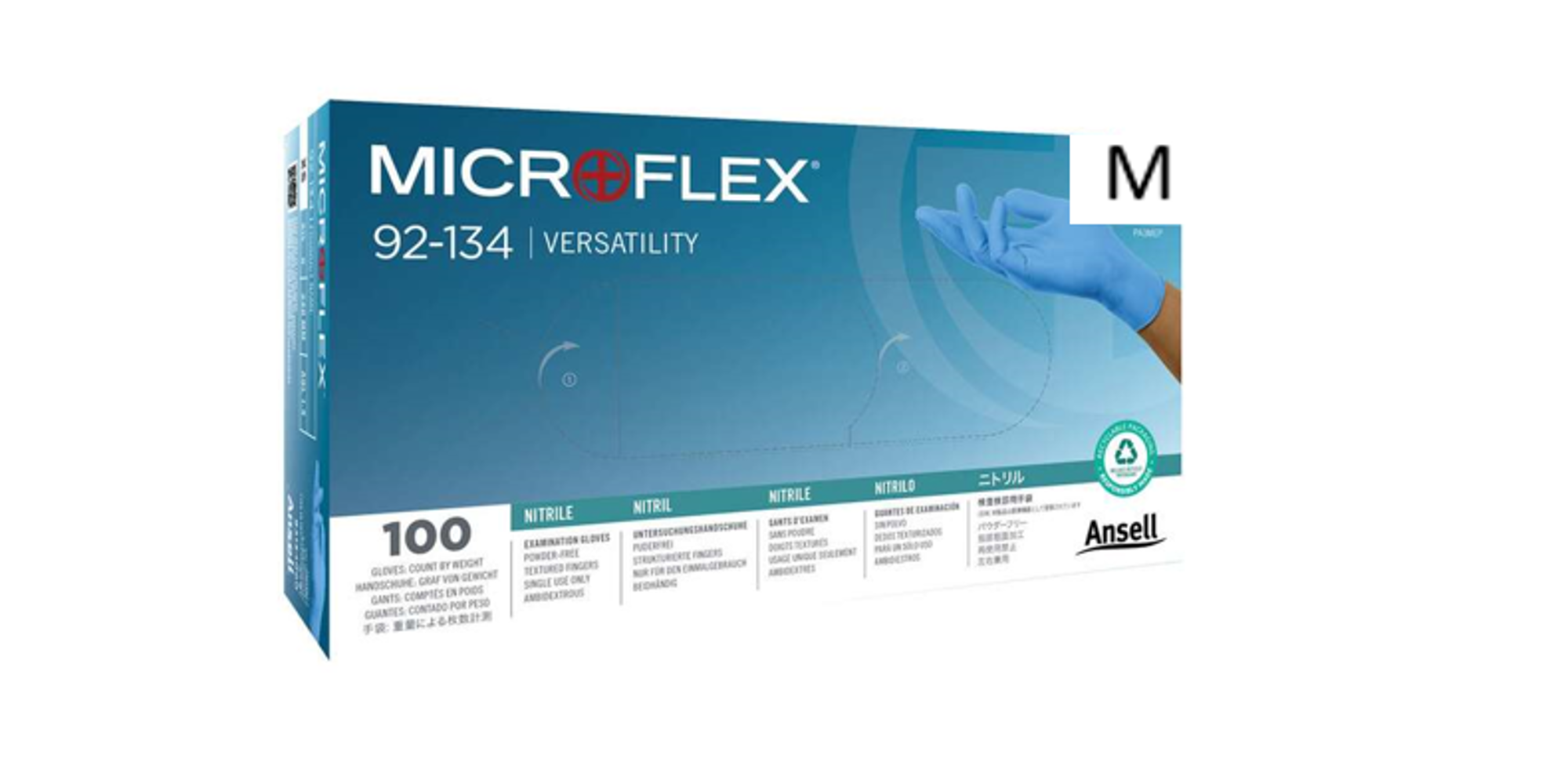 Bilde av Microflex engangshanske nitril blå 100-pakk str. M