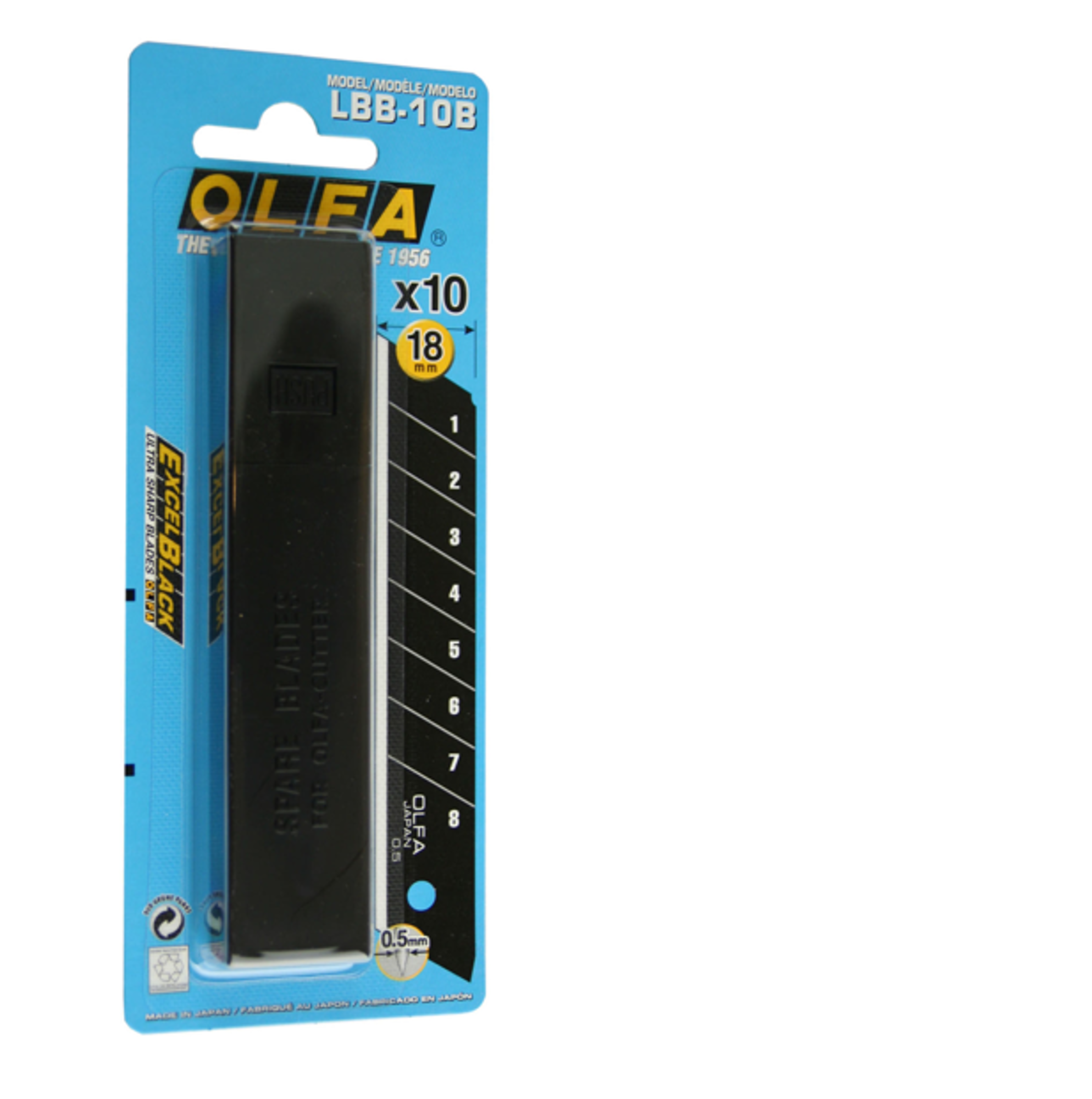 Bilde av Blader til Olfa-kniv 18mm sort Ultra sharp 10stk