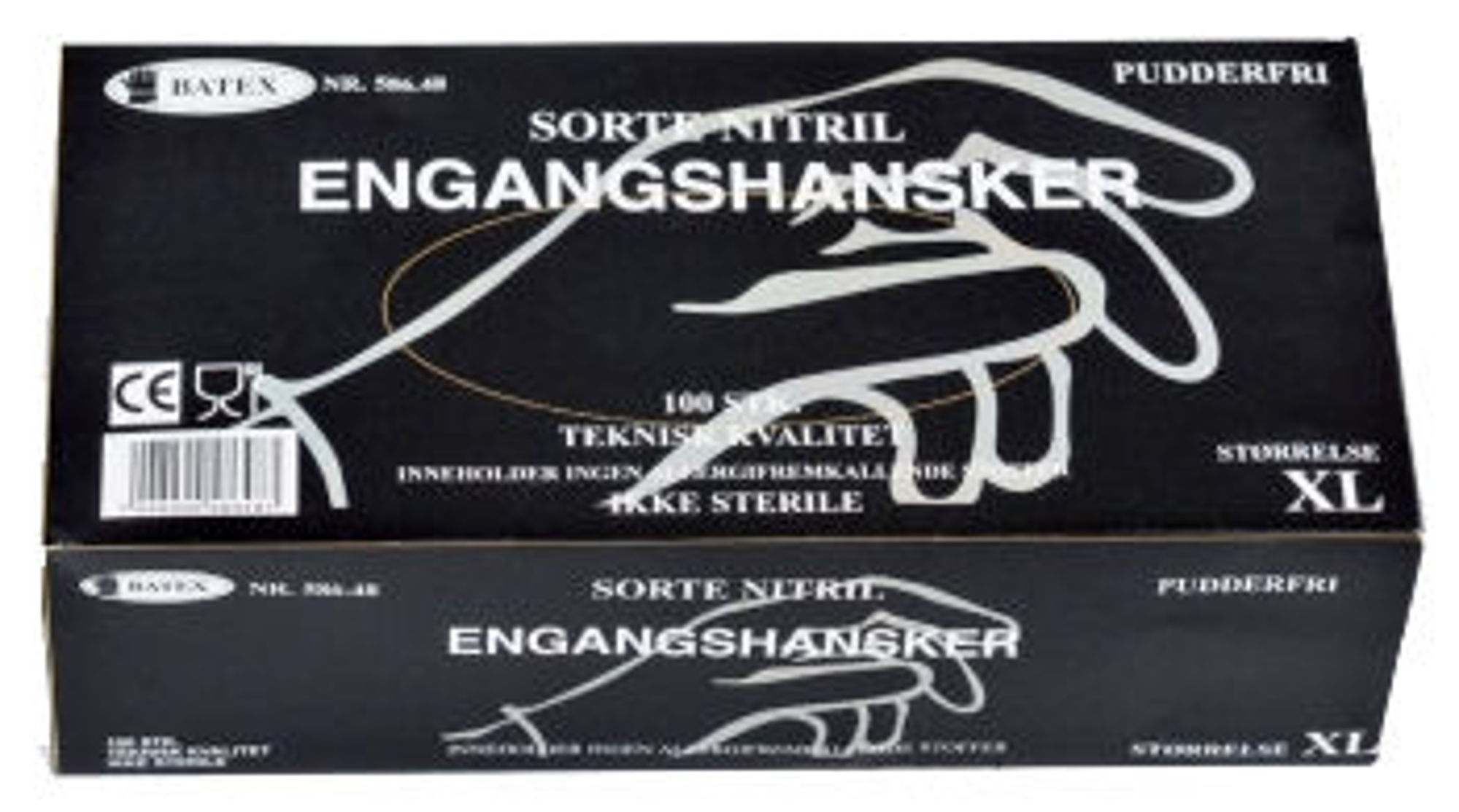 Bilde av ENGANGSHANSKER NITRIL SORTE PUDDERFRI 100PK. STR. XL