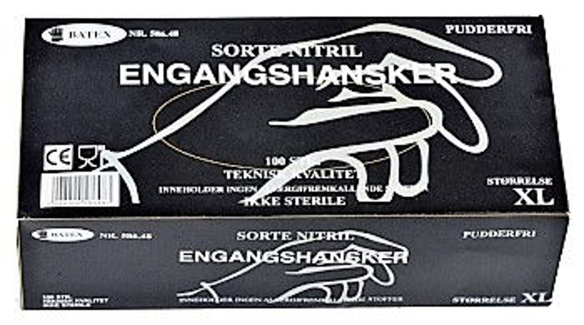 Bilde av ENGANGSHANSKER NITRIL SORTE PUDDERFRI 100PK. STR. M
