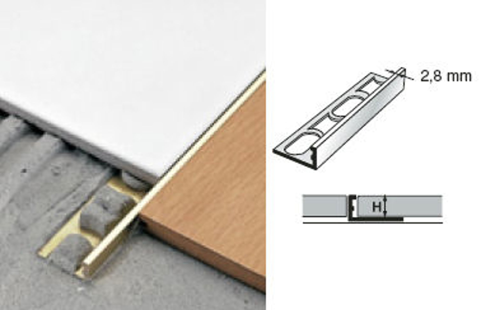 Bilde av AVSLUTNINGSLIST ZB/8 ALUMINIUM GULL POLERT 8MMX270CM, PROFILPAS