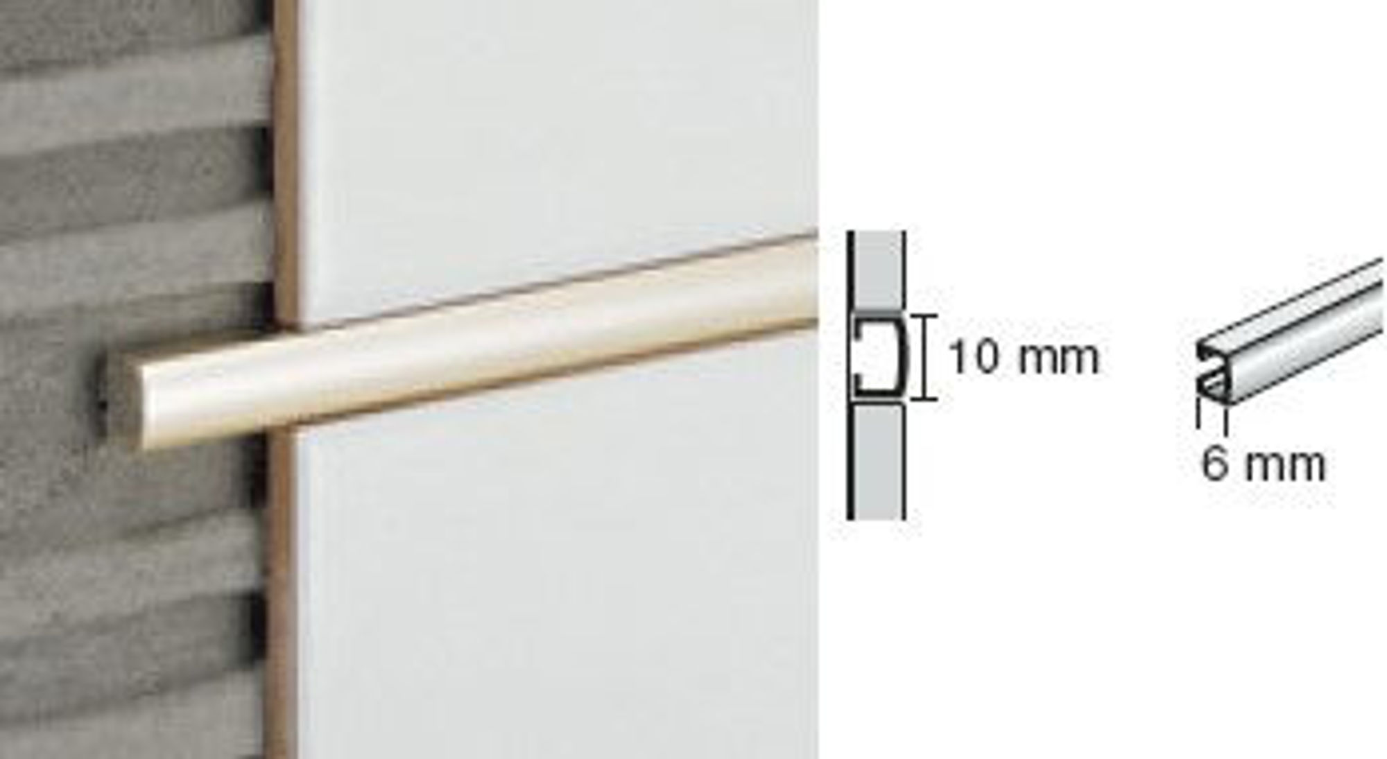 Bilde av BORDELIST LB/B/10 ALUMINIUM GULL POLERT 10MMX270CM, PROFILPAS