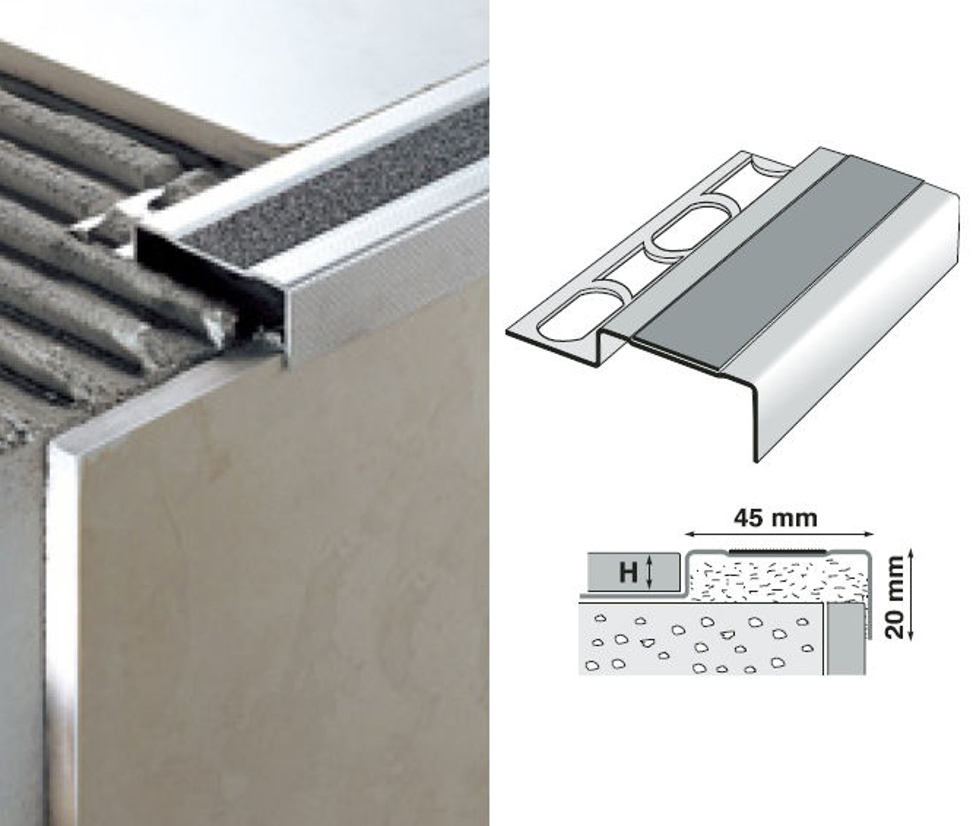 Bilde av TRAPPENESE SIX/8 RUSTFRI SATIN 8MMX270CM, PROFILPAS