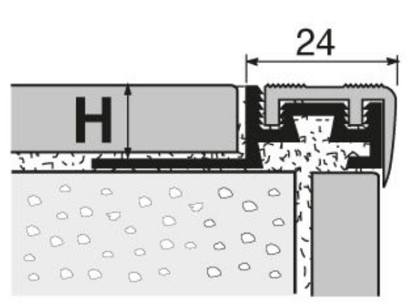 Bilde av TRAPPENESE SA/8 ALUMINIUM + LYS GRÅ GUMMI 8MMX270CM, PROFILPAS