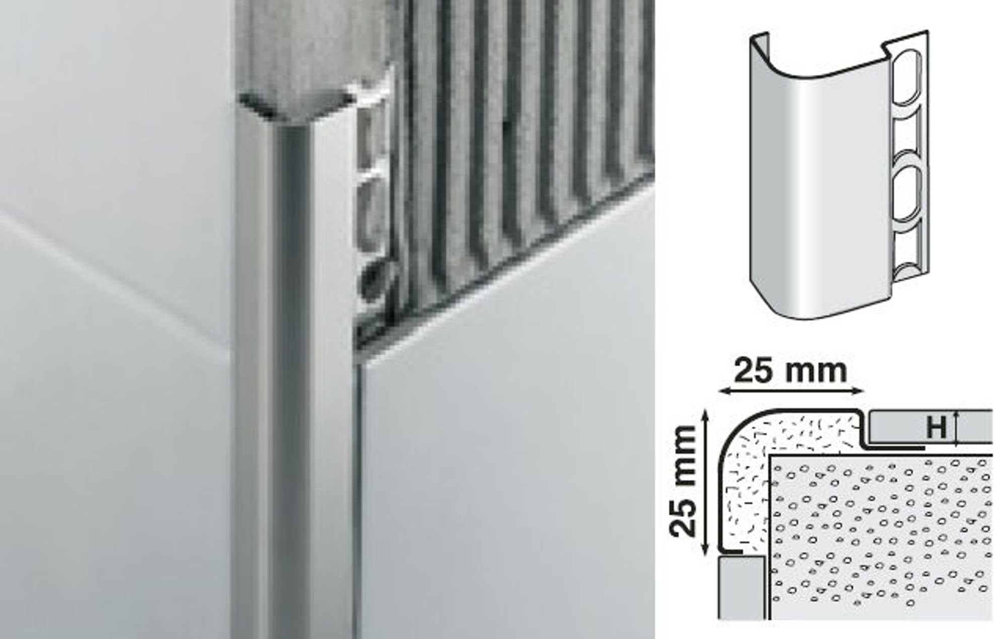 Bilde av UTVENDIG HJØRNELIST IL/12 RUSTFRITT STÅL 12,5MMX270CM, PROFILPAS