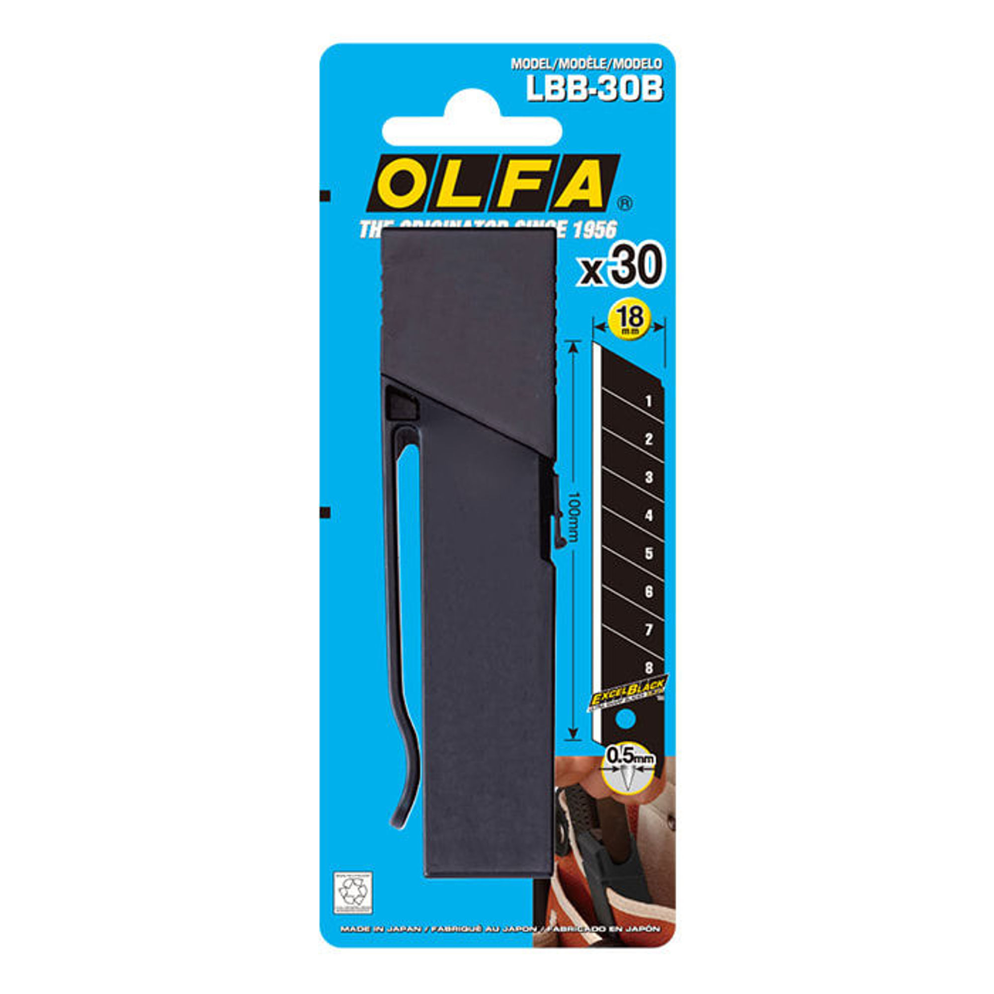 Bilde av KNIVBLADER AVBREKK LBB-30B 18MM 30PK. SORT, OLFA
