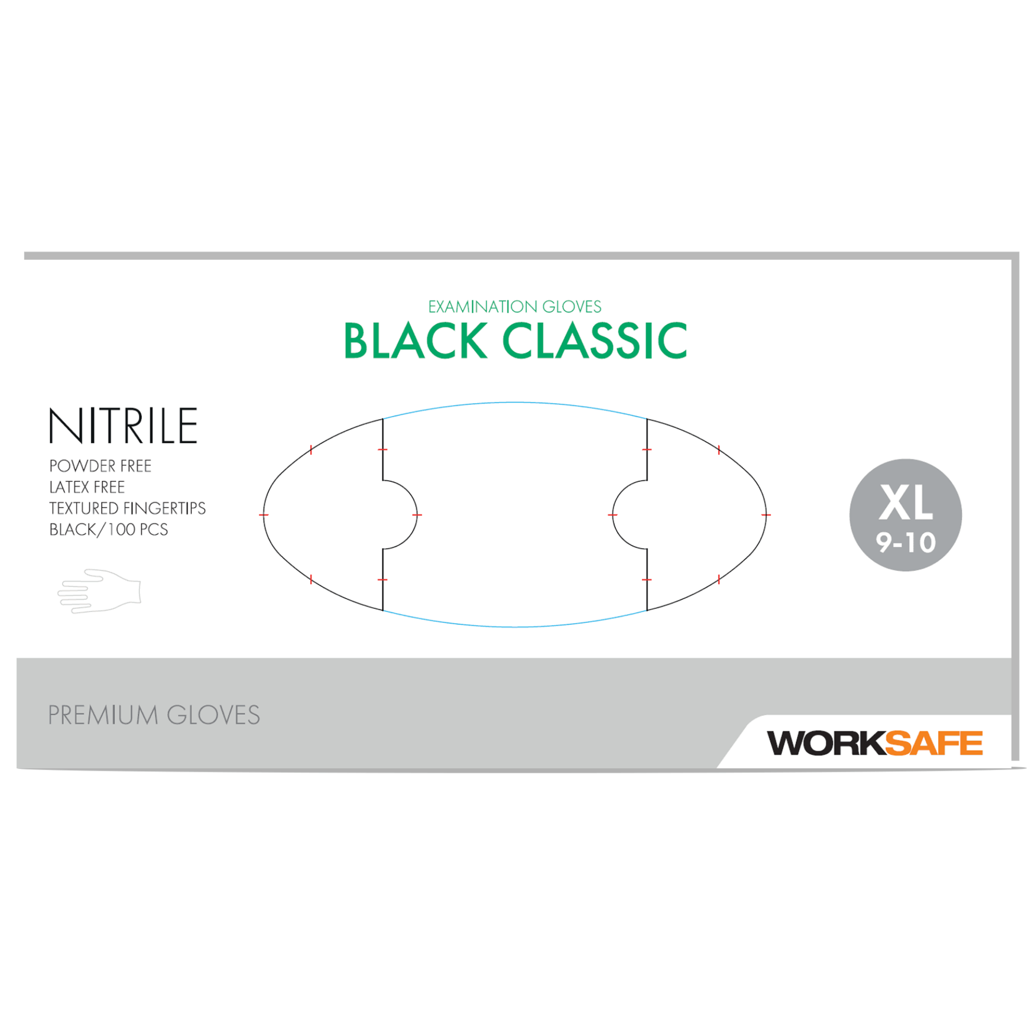 Bilde av Worksafe engangshanske XL nitril sort  100 pkk